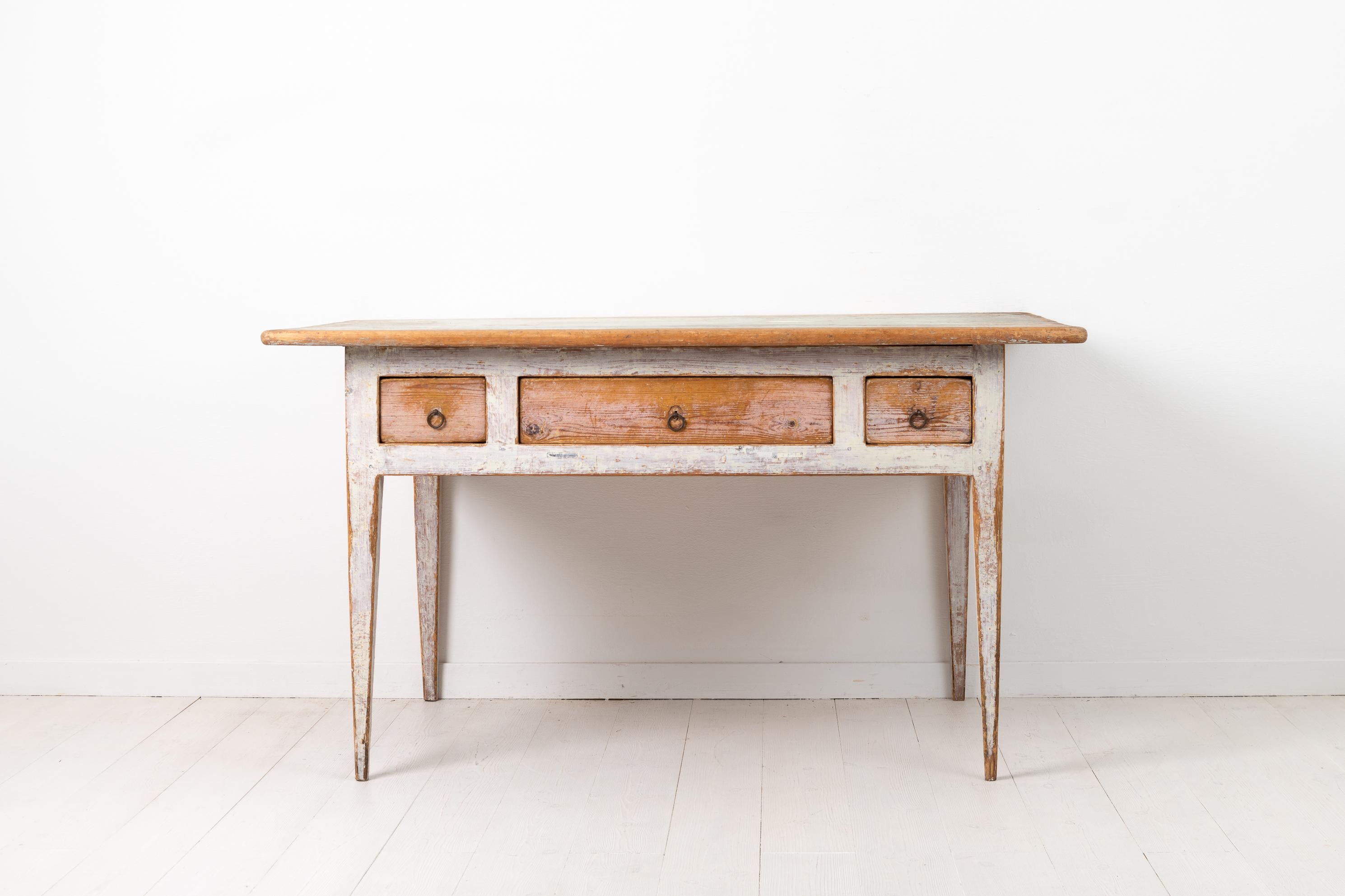 Hand-Crafted White Swedish Gustavian Provincial Country Table