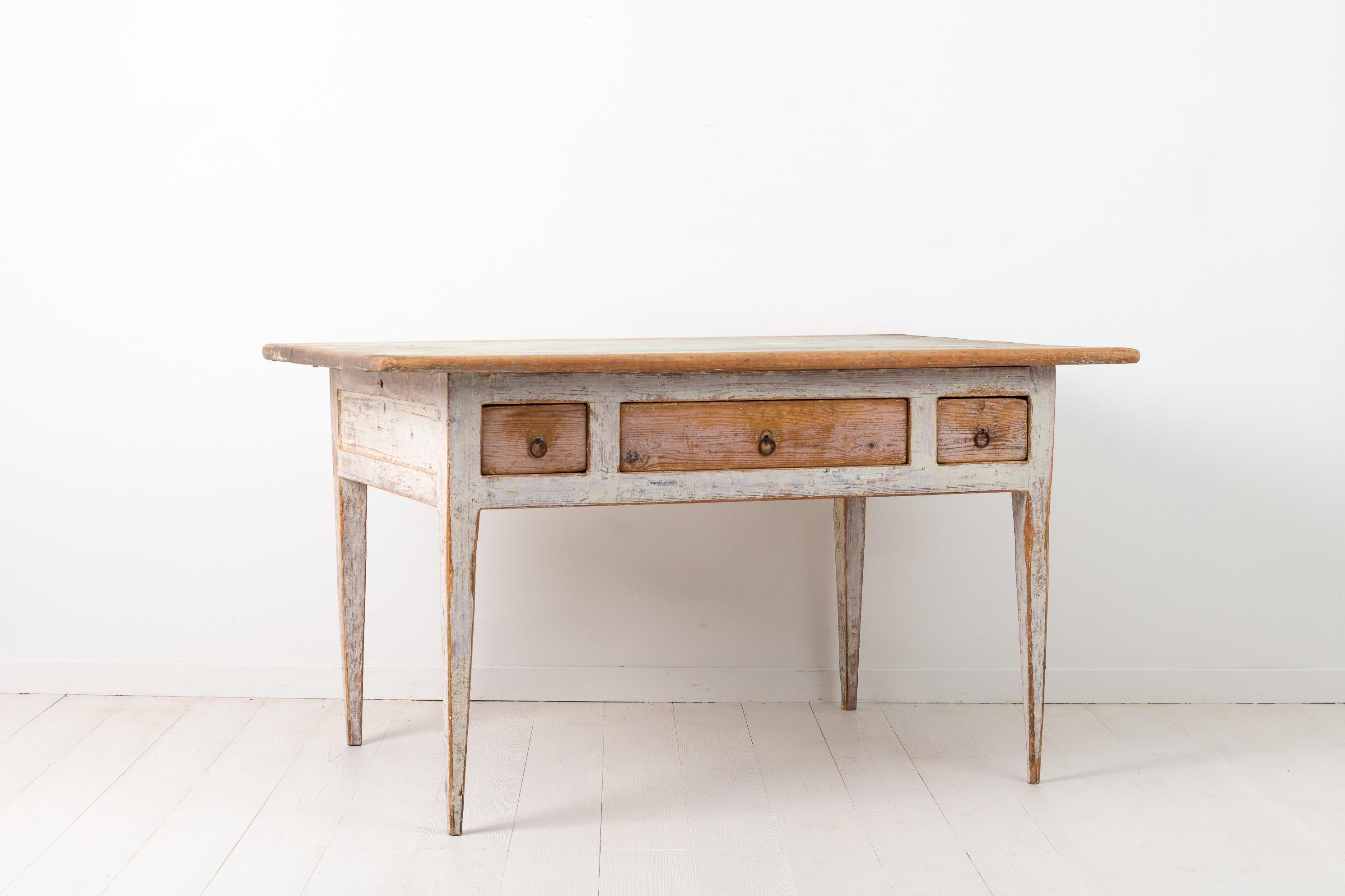19th Century White Swedish Gustavian Provincial Country Table