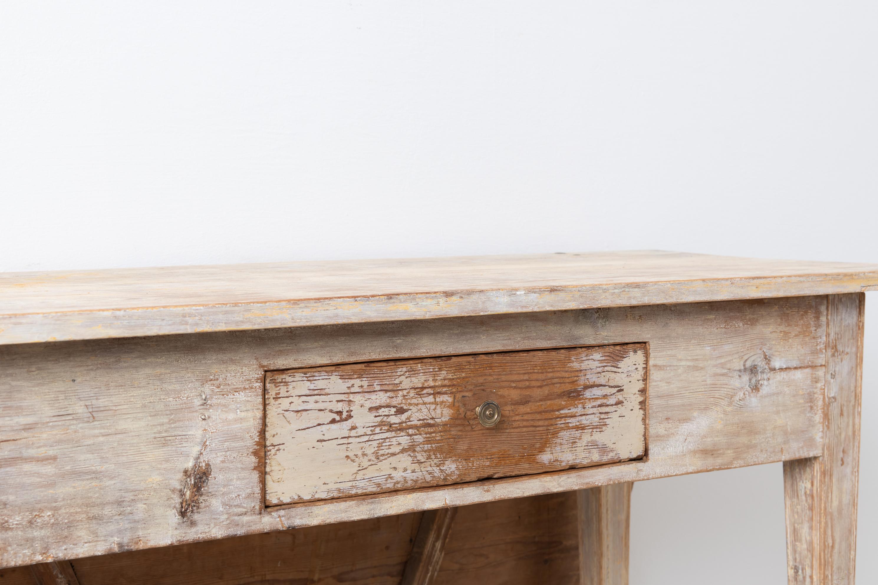 Weißer schwedischer Gustavianischer Wandtisch und Schreibtisch in Weiß im Angebot 5