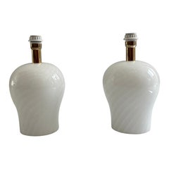 Lampade da tavolo in vetro di Murano a vortice bianco anni '70