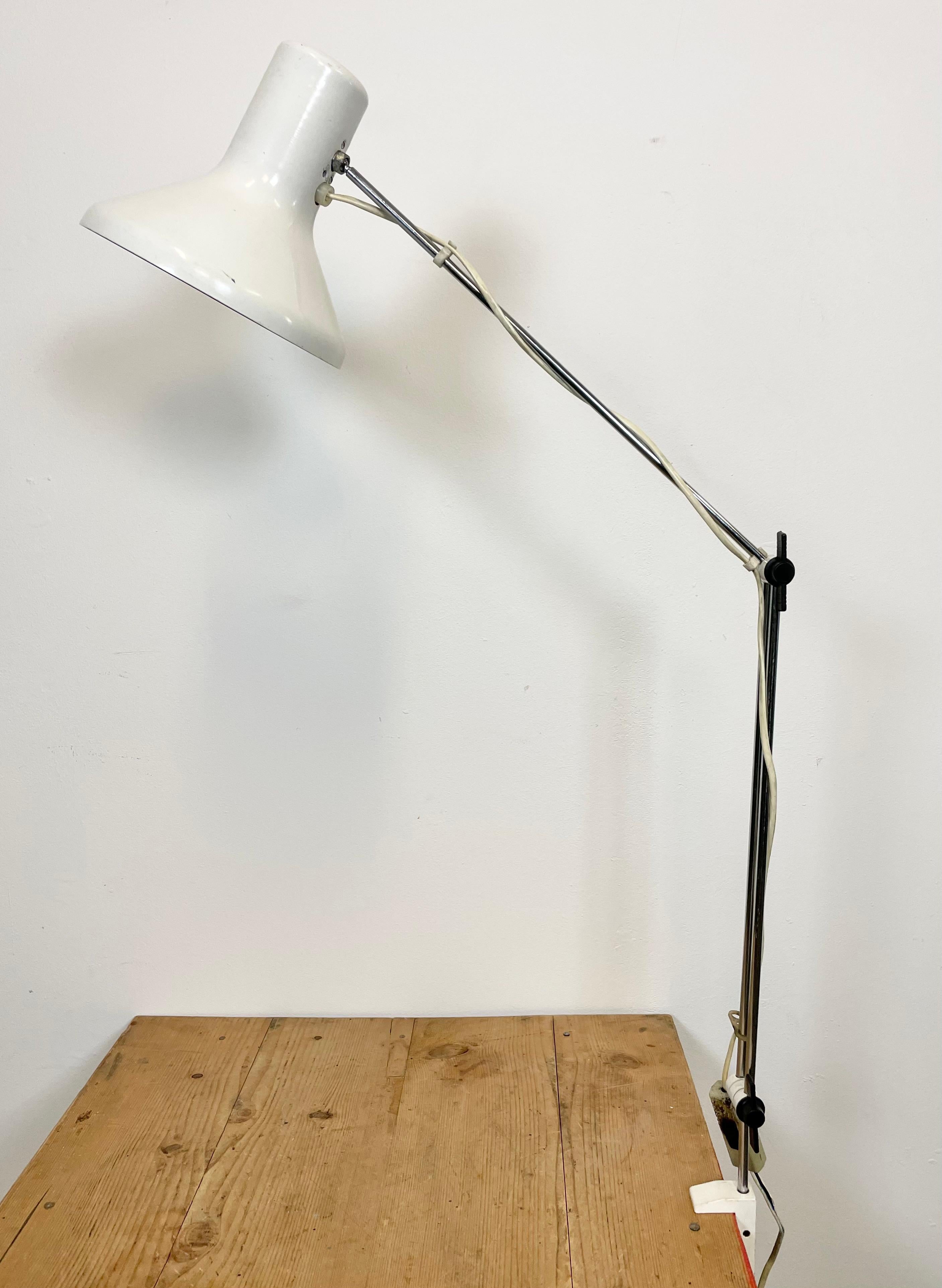 Industrial White Table Lamp by Josef Hurka for Napako, 1960s For Sale