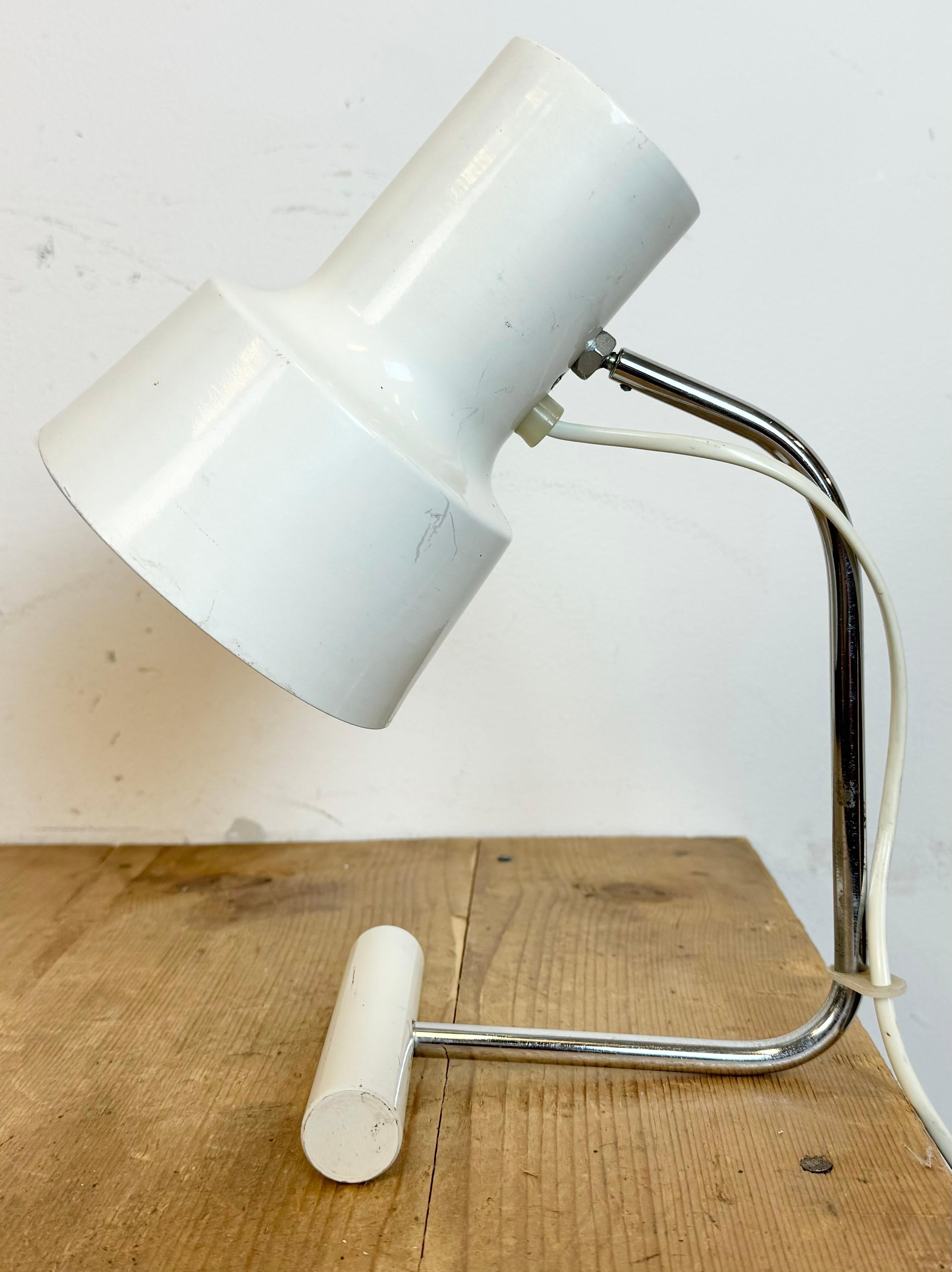 Industrial White Table Lamp by Josef Hurka for Napako, 1970s For Sale