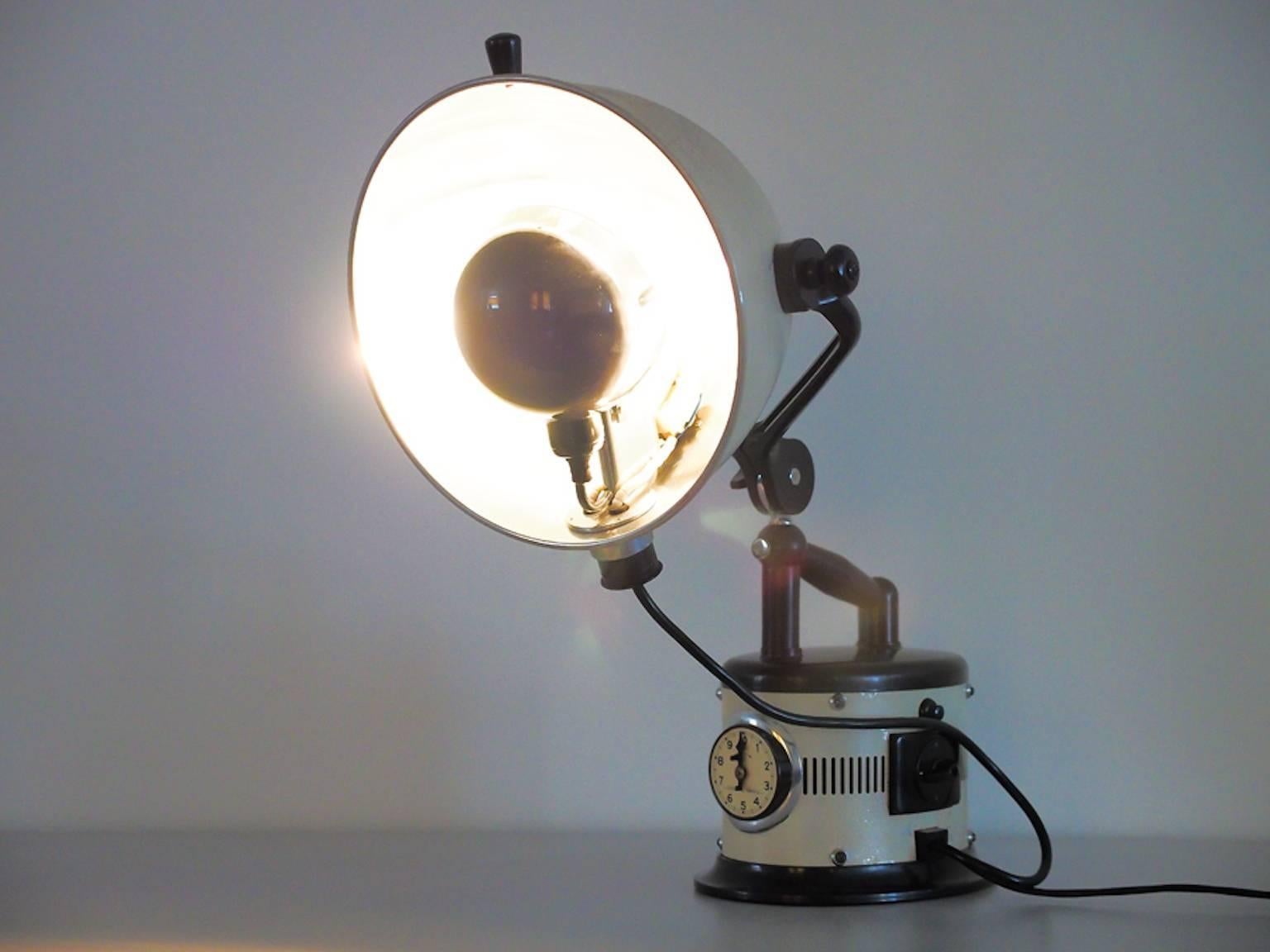 White Table Lamp Made from 1940s Sunlamp 2