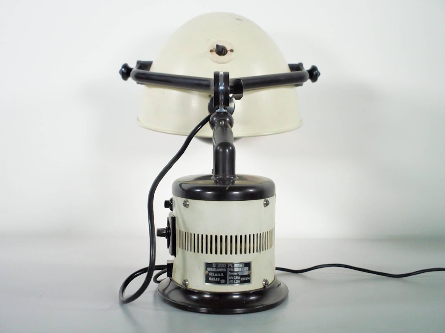 White Table Lamp Made from 1940s Sunlamp 1