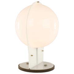 Retro White Table Lamp Made of Two Molded Plastic Half-Spheres, 1970s