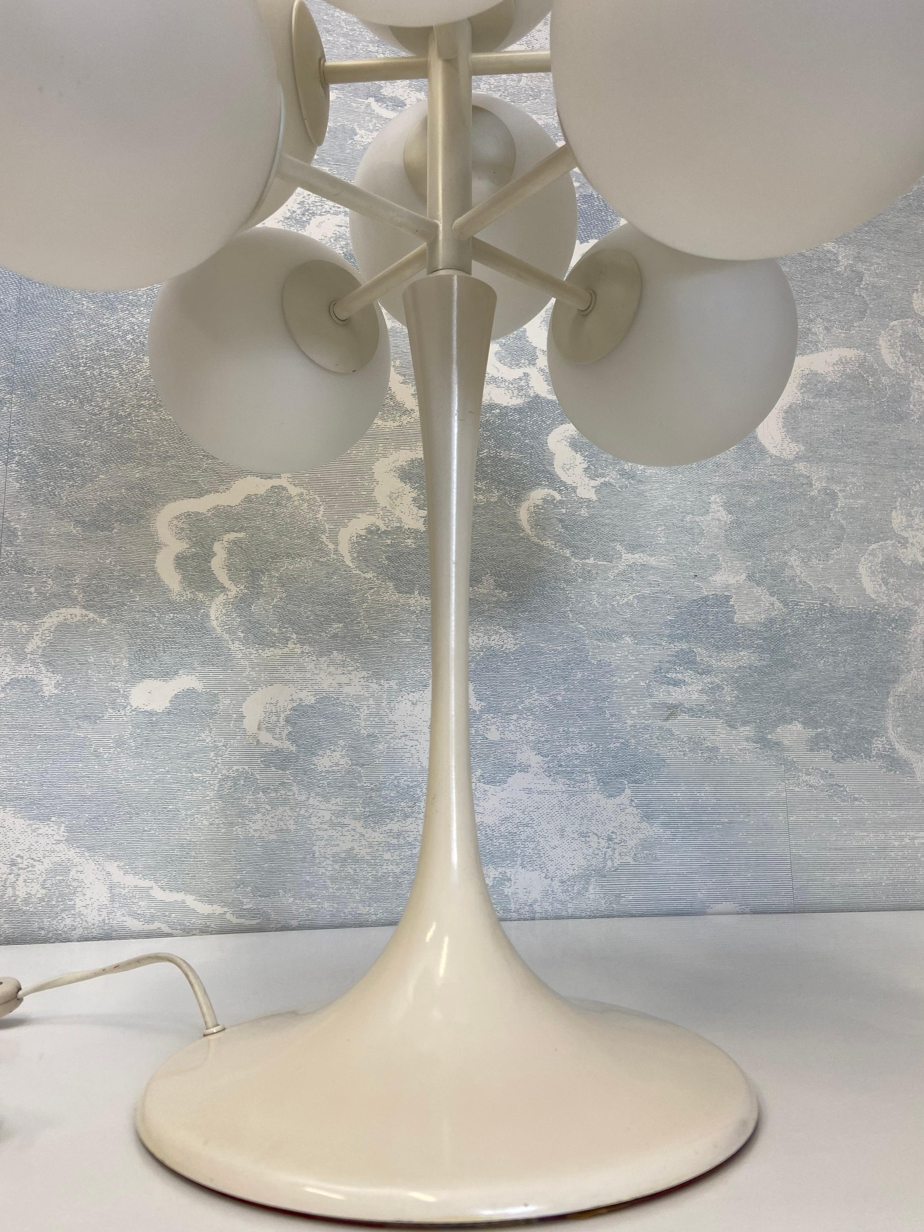 Swiss White Tulip Table Lamp Globes by E. R. Nele for Temde, Switzerland, 60s, T-313 For Sale