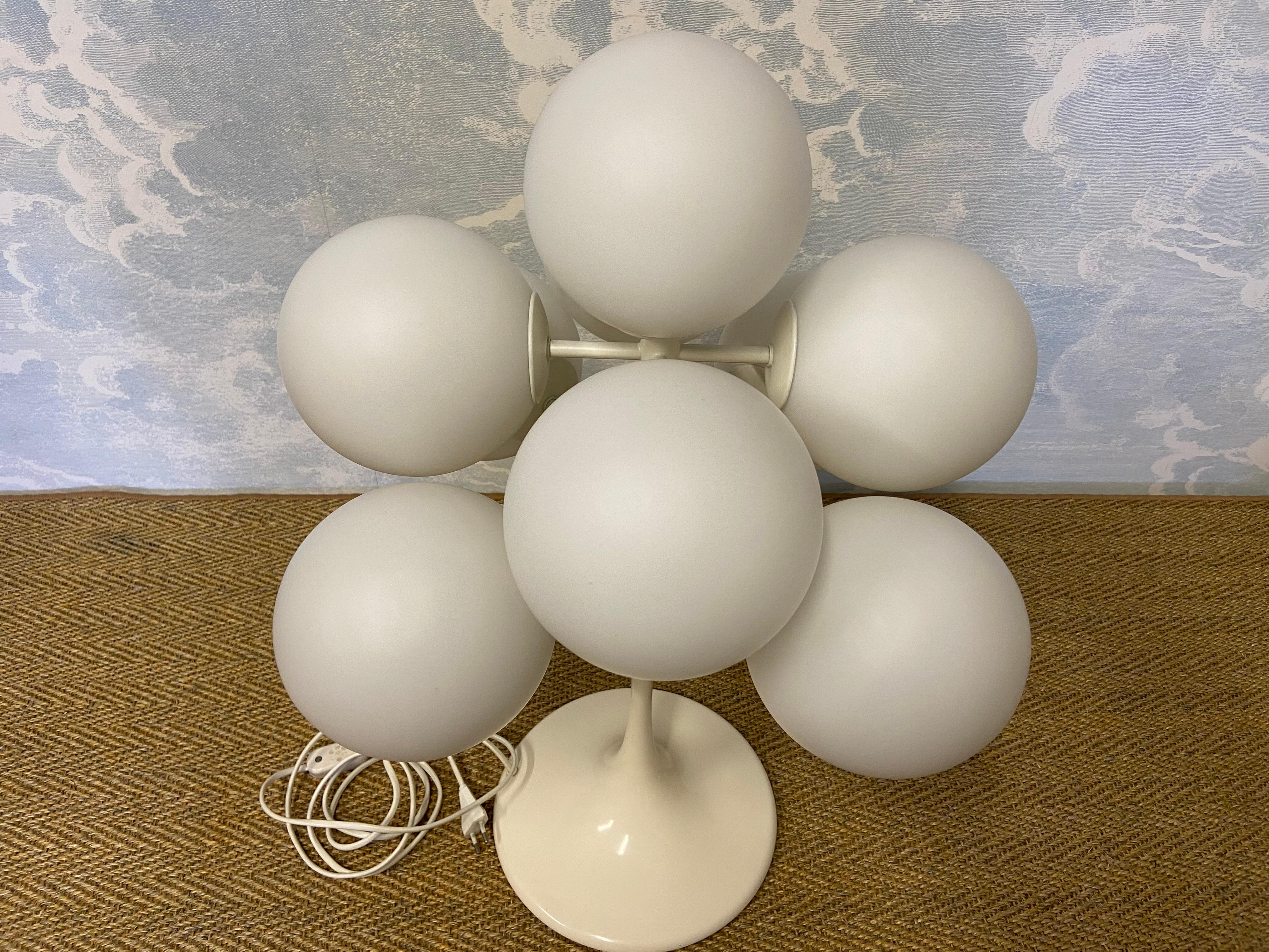 Enameled White Tulip Table Lamp Globes by E. R. Nele for Temde, Switzerland, 60s, T-313 For Sale