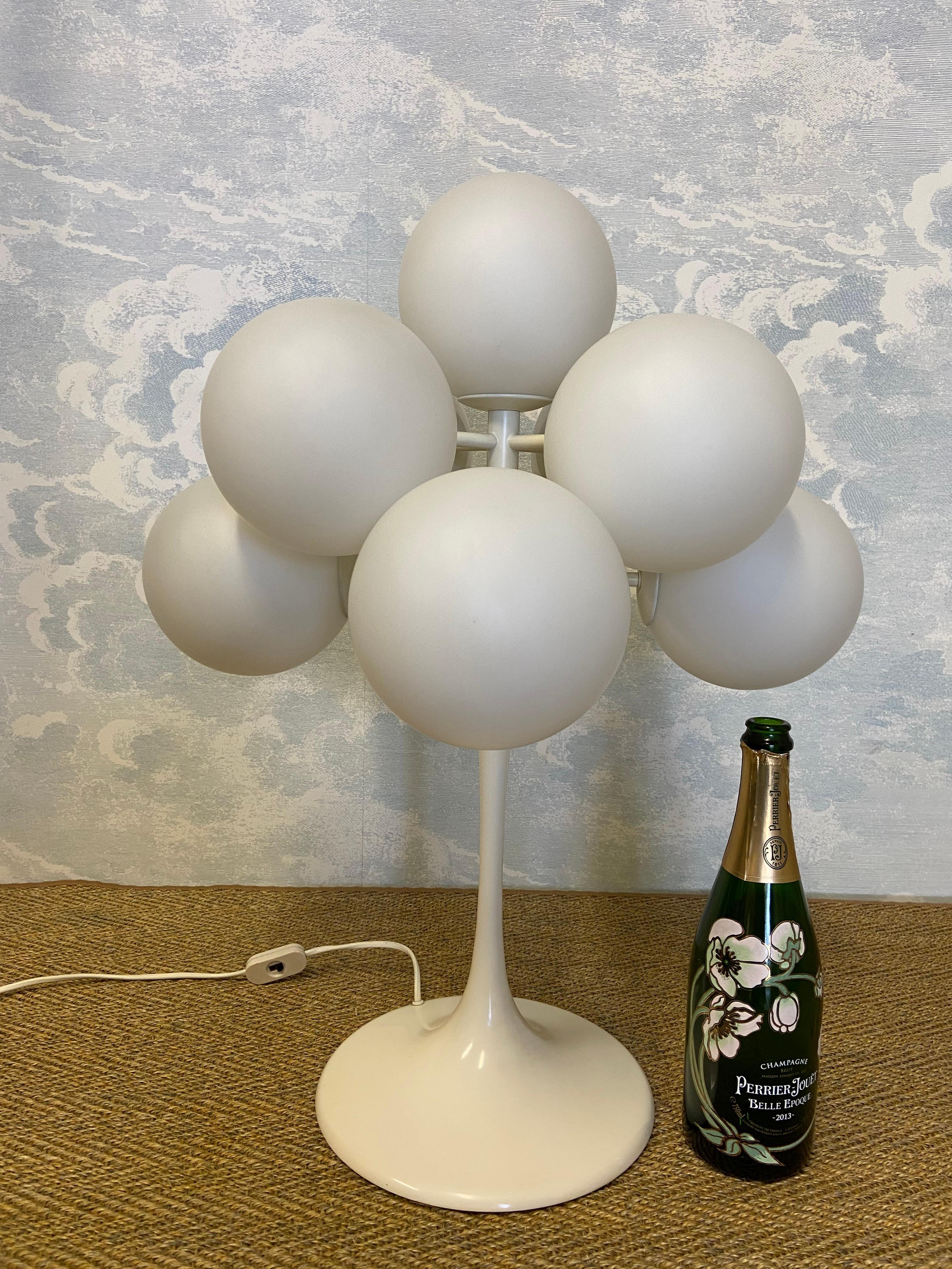 Mid-20th Century White Tulip Table Lamp Globes by E. R. Nele for Temde, Switzerland, 60s, T-313 For Sale