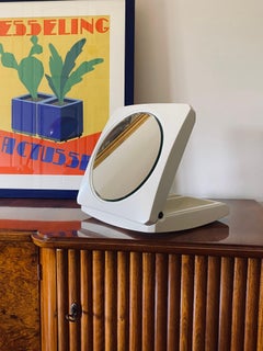 White Table Mirror / Vanity, Italy ca. 1970