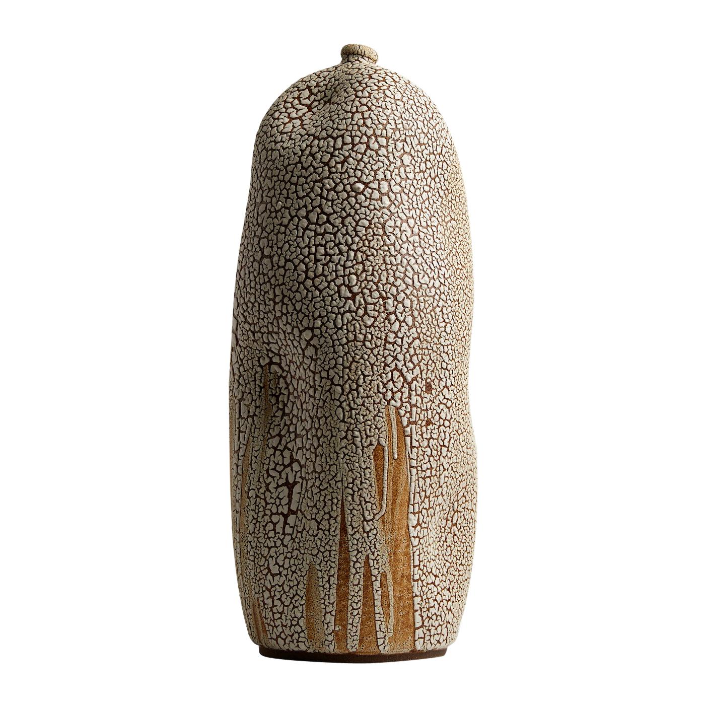 White Tall Textured Handmade Ceramic Vase / Wabi Sabi Interior Sculpture