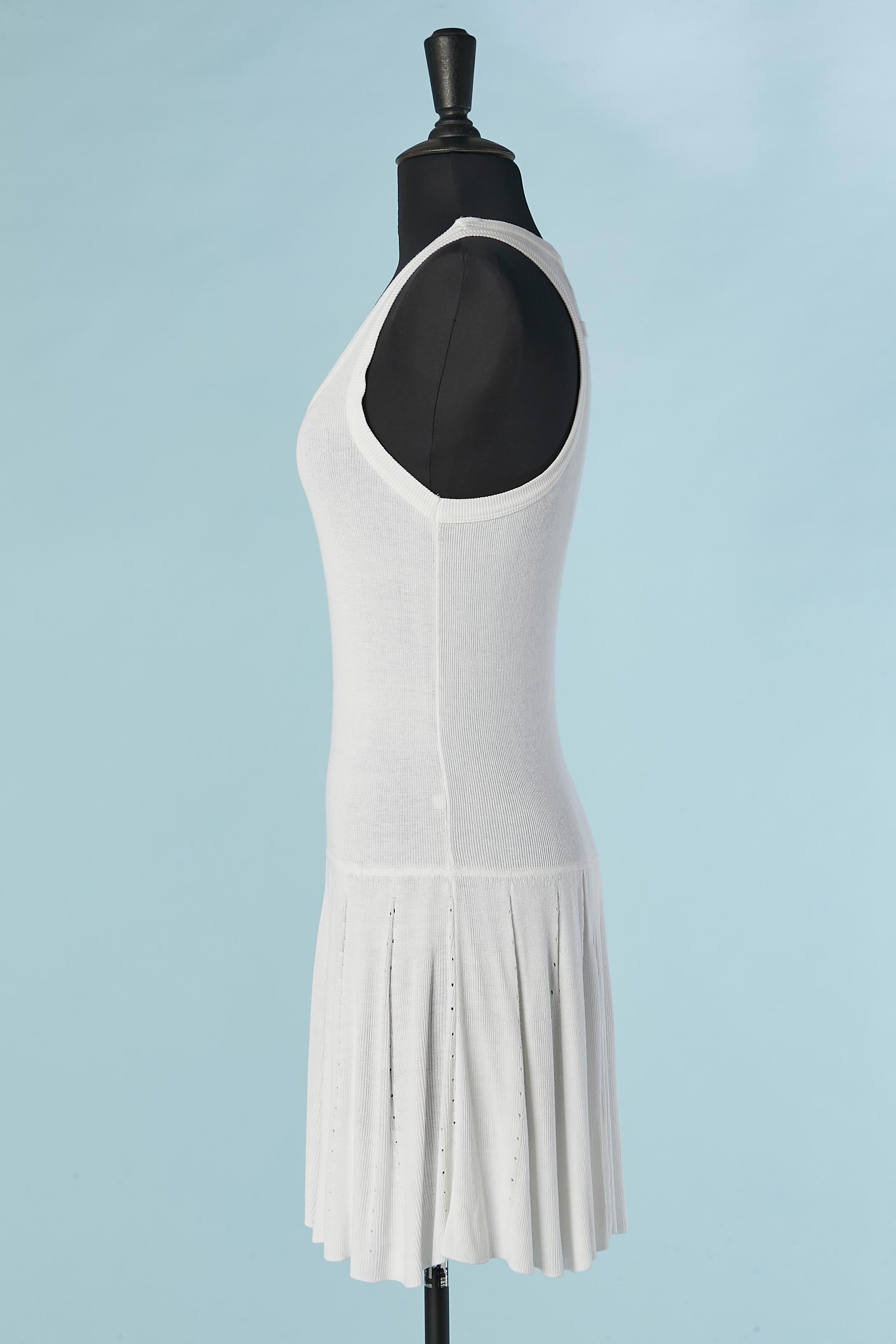 Women's White tank-top mini dress in cotton Jean-Paul Gaultier Maille Circa 1990's  For Sale
