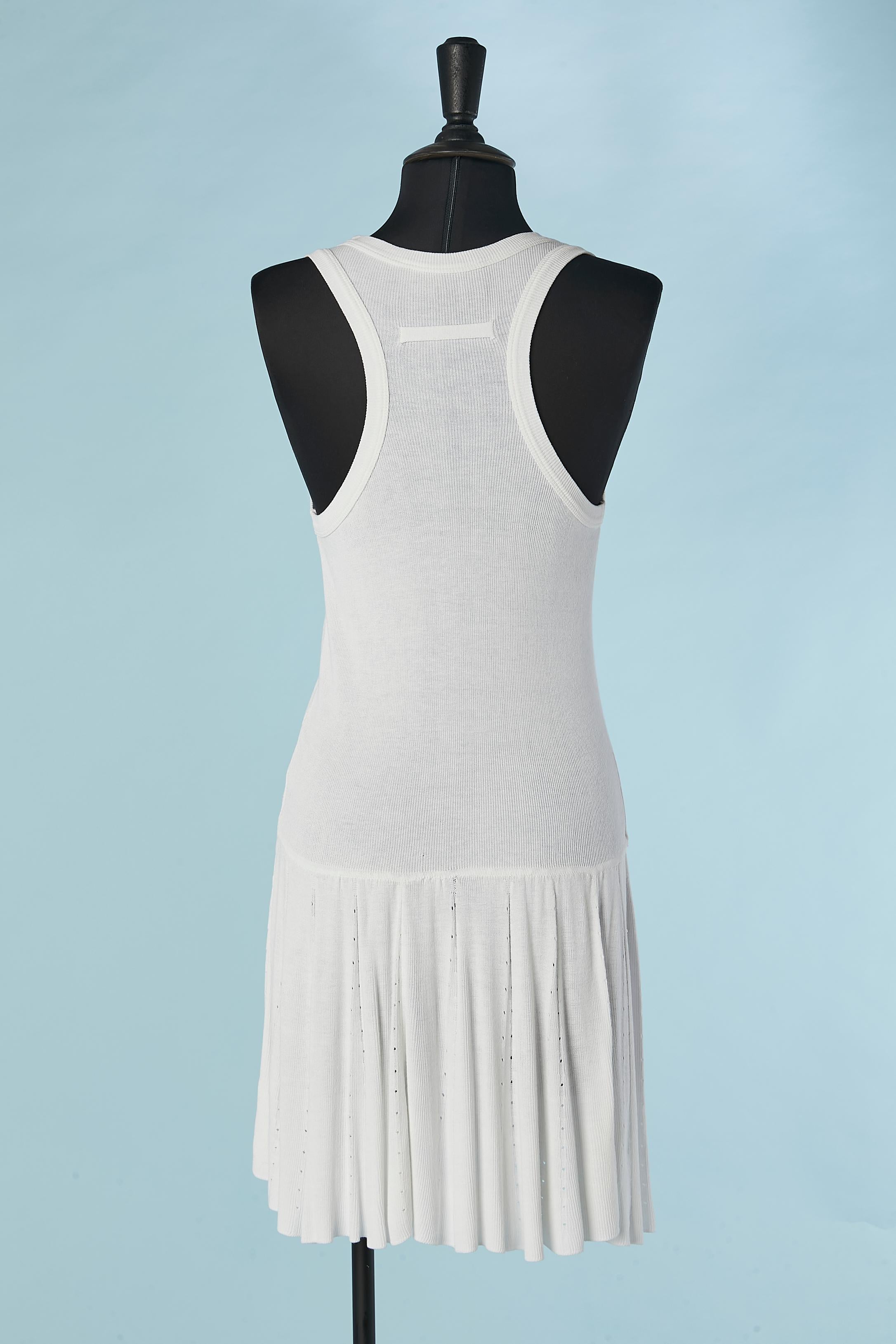 White tank-top mini dress in cotton Jean-Paul Gaultier Maille Circa 1990's  For Sale 1