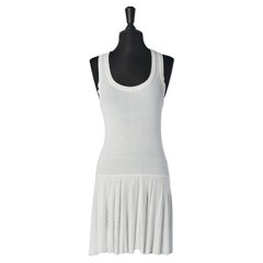 Vintage White tank-top mini dress in cotton Jean-Paul Gaultier Maille Circa 1990's 