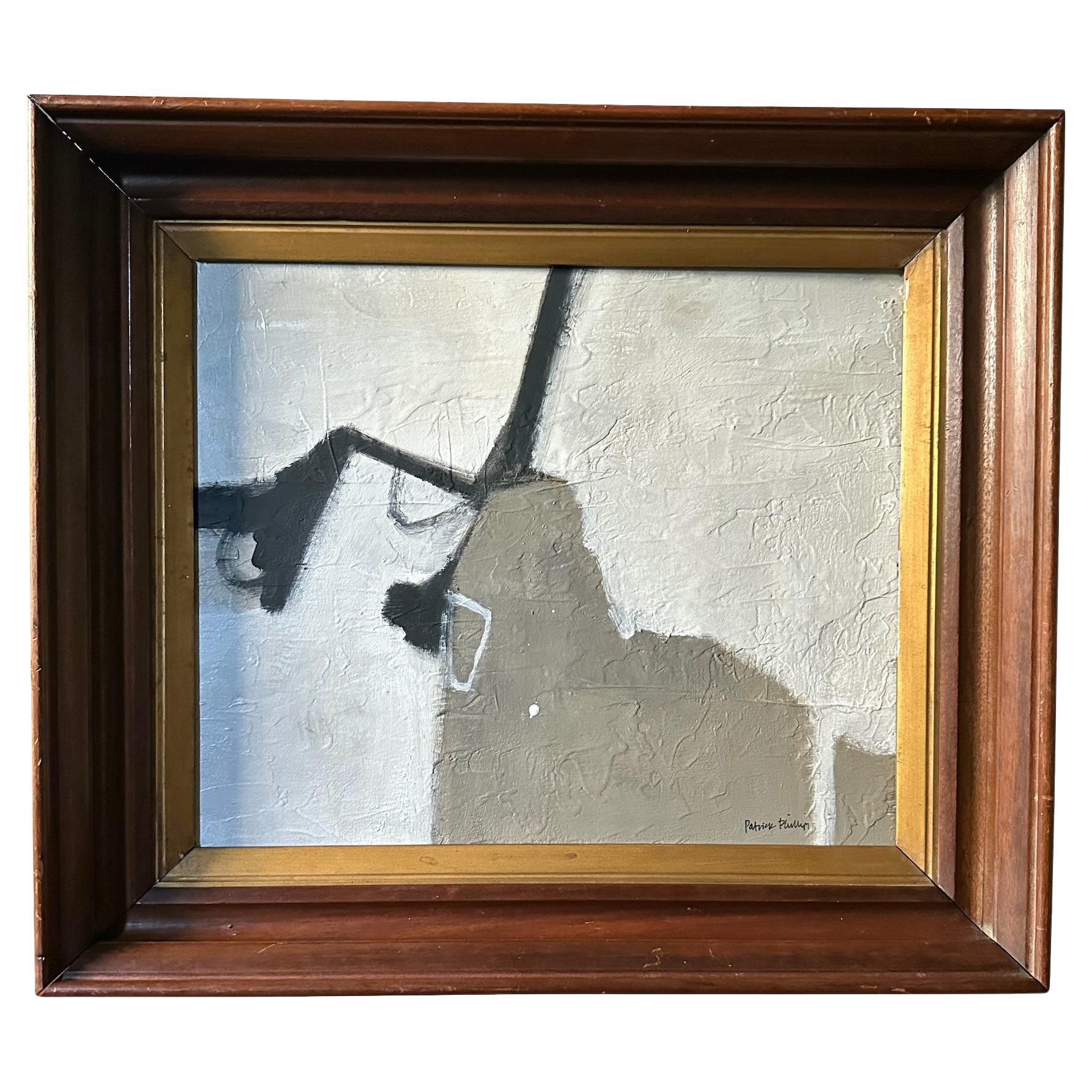 White, Taupe, Black Acrylic Abstract By Patrick Phillips, U.S.A., Contemporary
