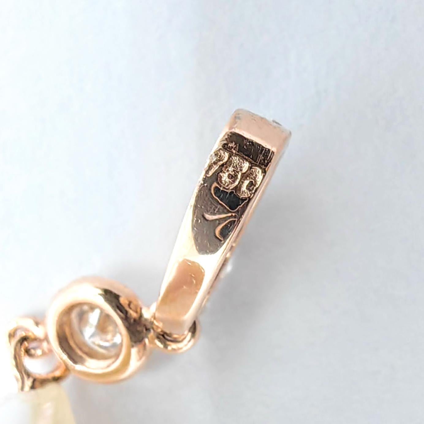 Ciondolo barocco a goccia Whiting con perla e diamante in oro rosa 18 carati in vendita 2