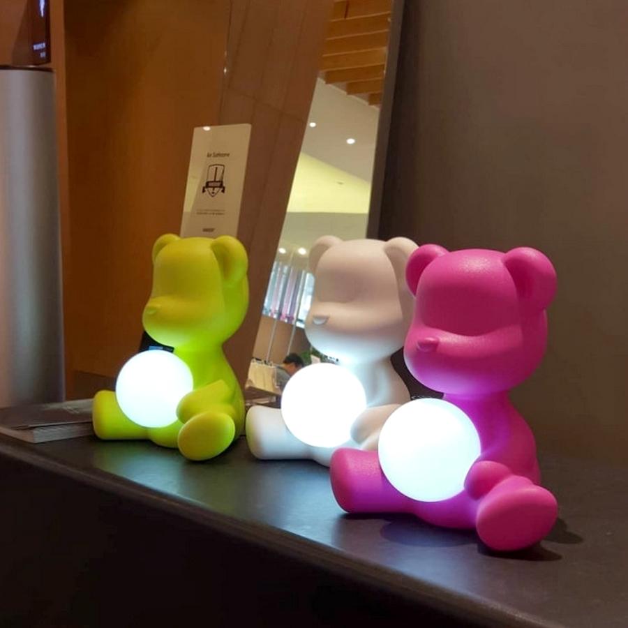 Modern White Teddy Bear Lamp LED, Made in Italy For Sale