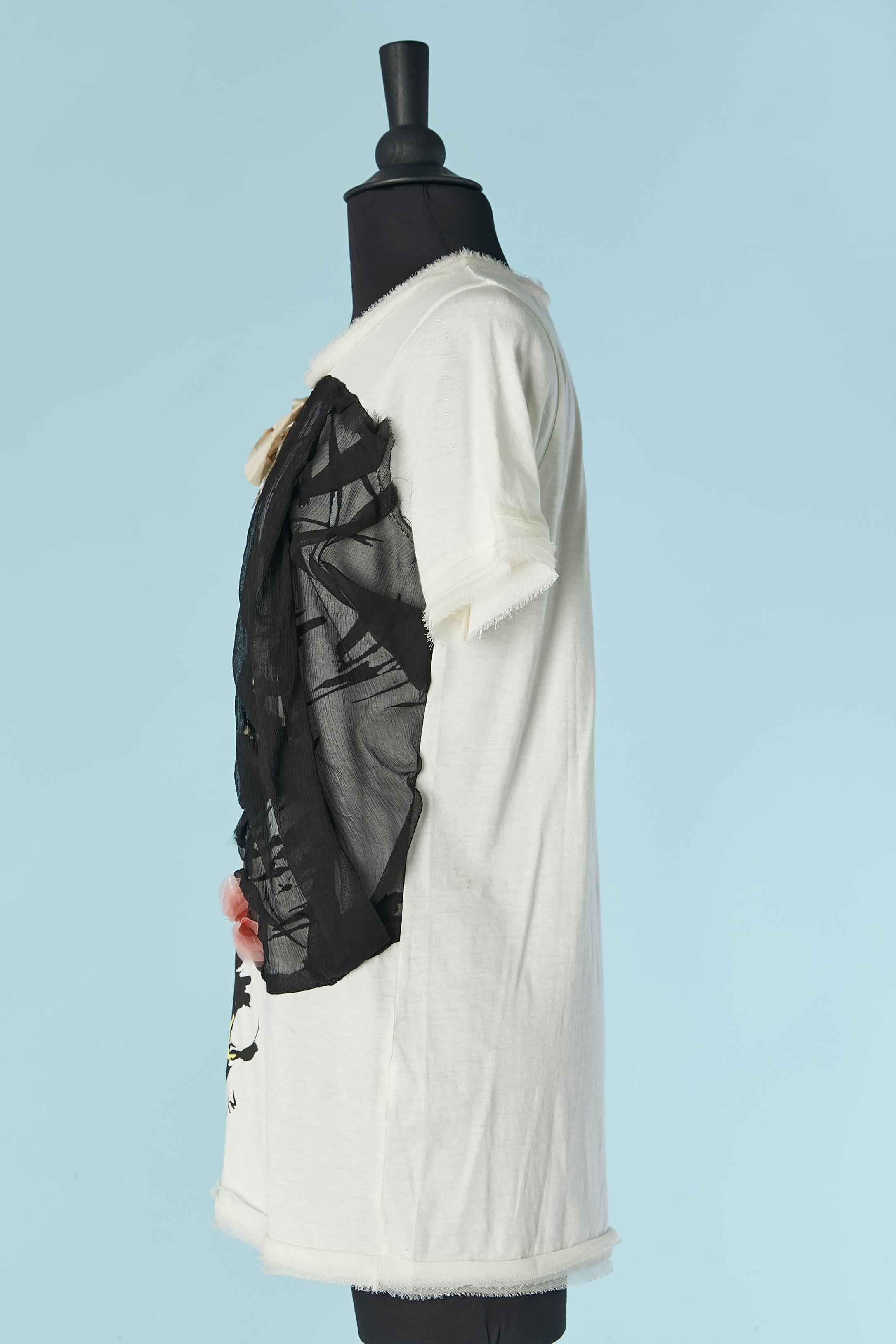White tee-shirt with embroideries and beadwork Lanvin by Alber Elbaz For Sale 1