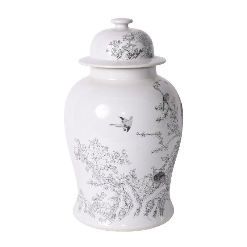 White temple jar with black peacock motif

Shape: Temple jar
Color: White
Size (inches): 11 W x 11 D x 16 H

Warranty information: Each piece was handcrafted by skill and joy. Imperfection is part of the characters. Minor variation of