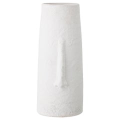 White Terracotta Mask Motif Vase