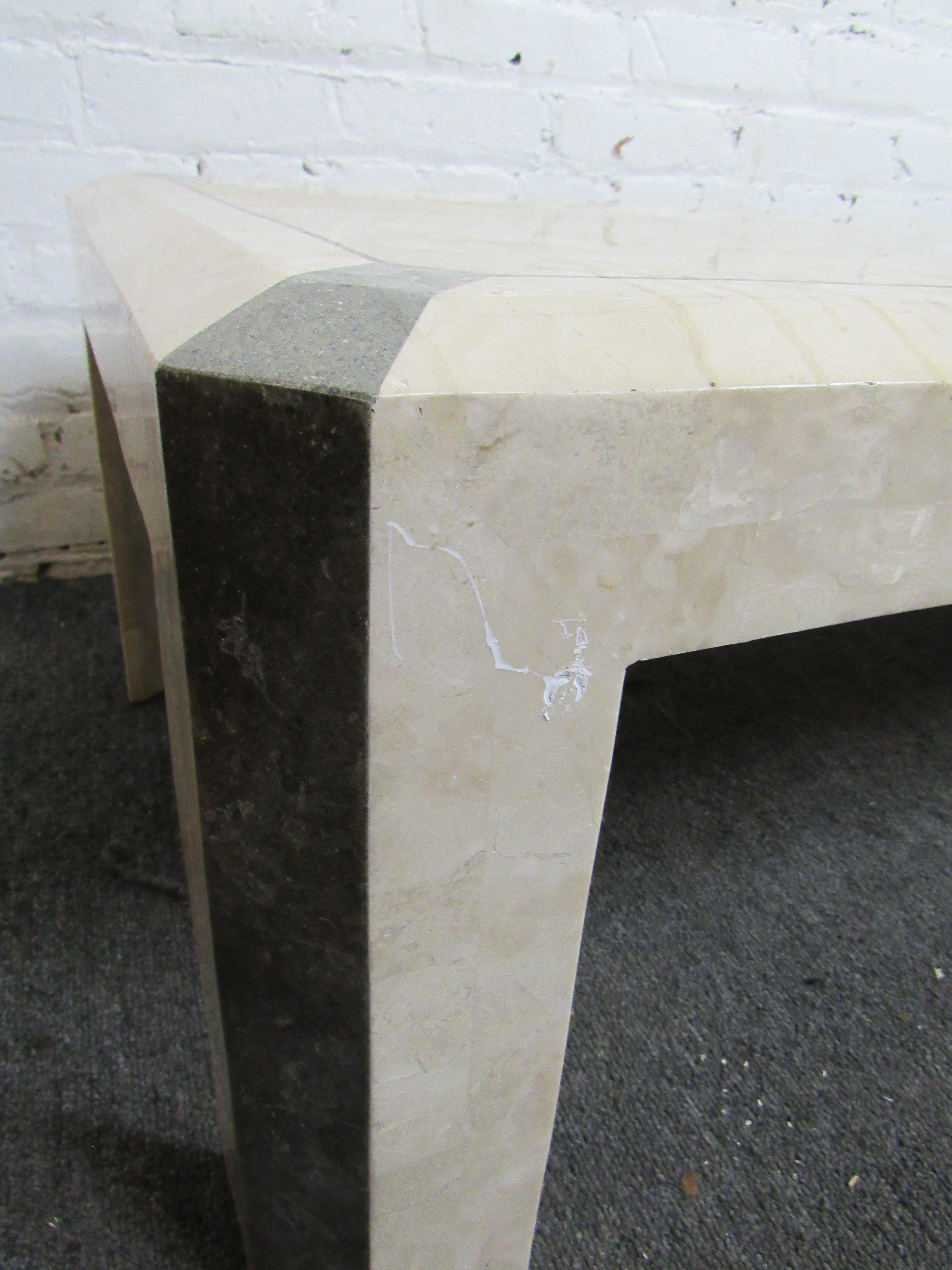 White Tessellated Stone Cocktail Table 1
