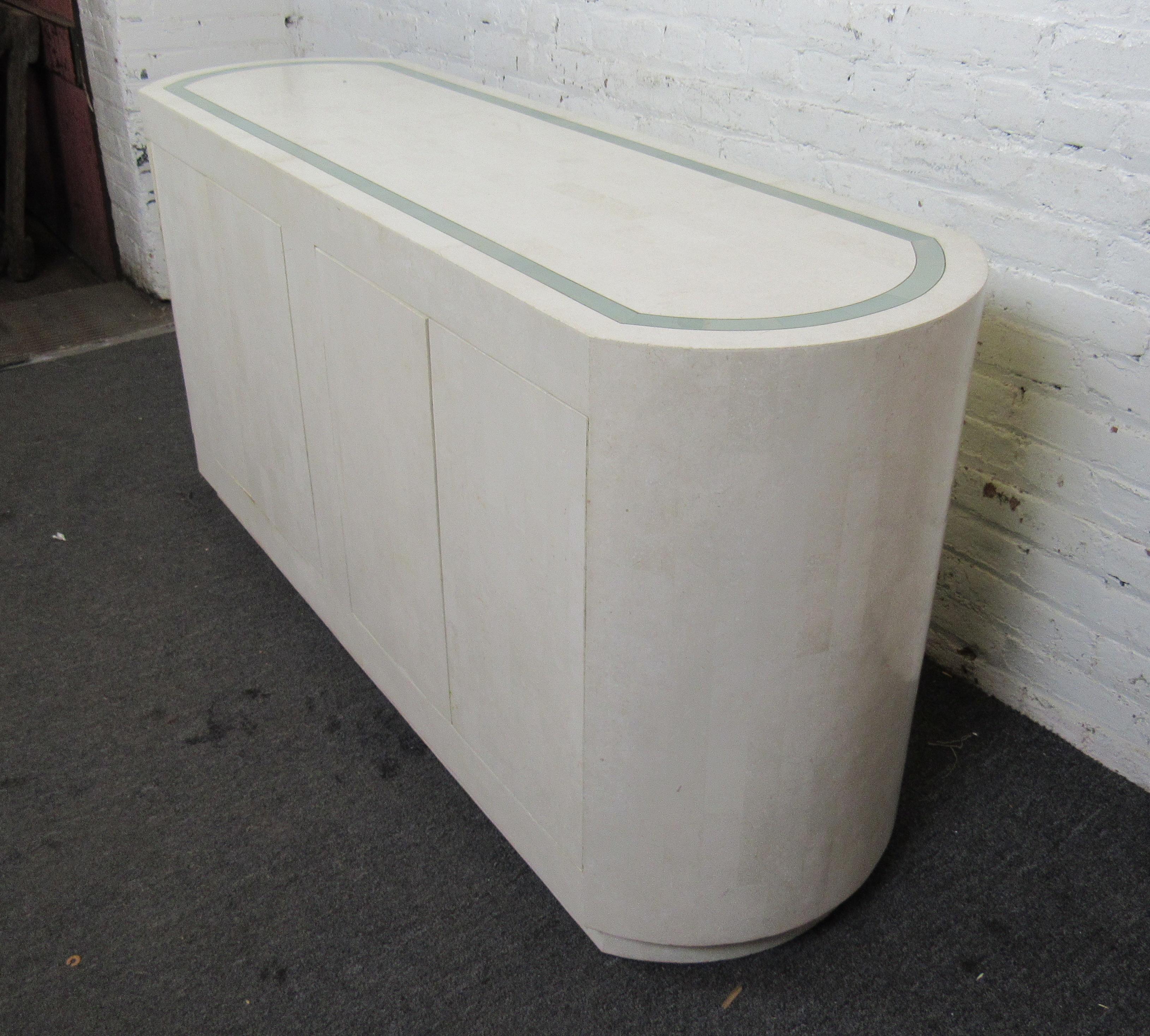 White Tessellated Stone Console by Maitland Smith In Good Condition In Brooklyn, NY