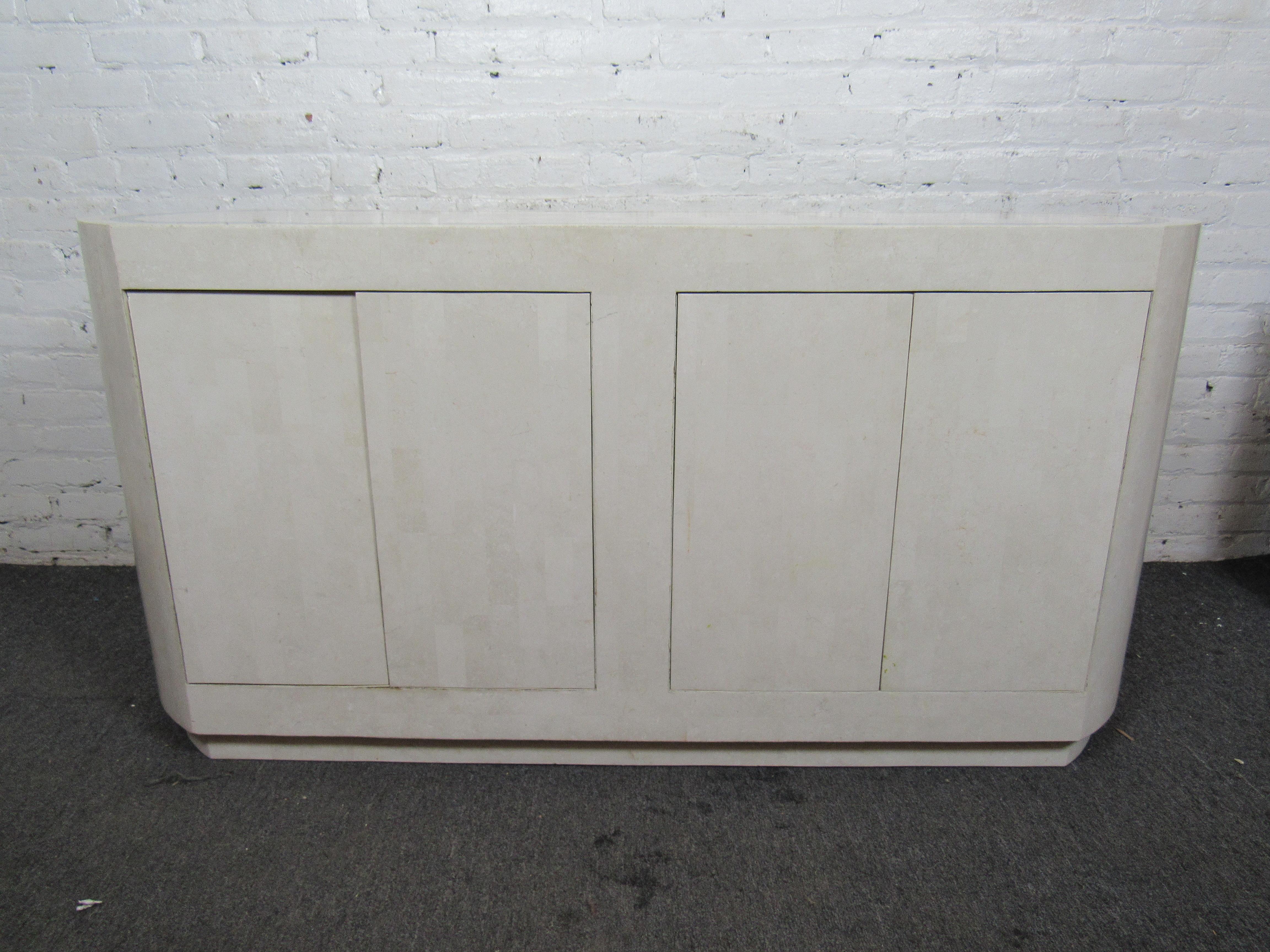 20th Century White Tessellated Stone Console by Maitland Smith