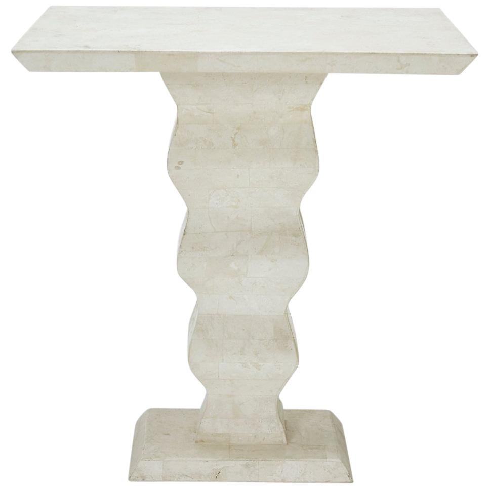White Tessellated Stone "Currents" Side Table, 1990s
