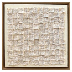White Textile Artwork Wall Piece, Made of handspun handwoven Wool