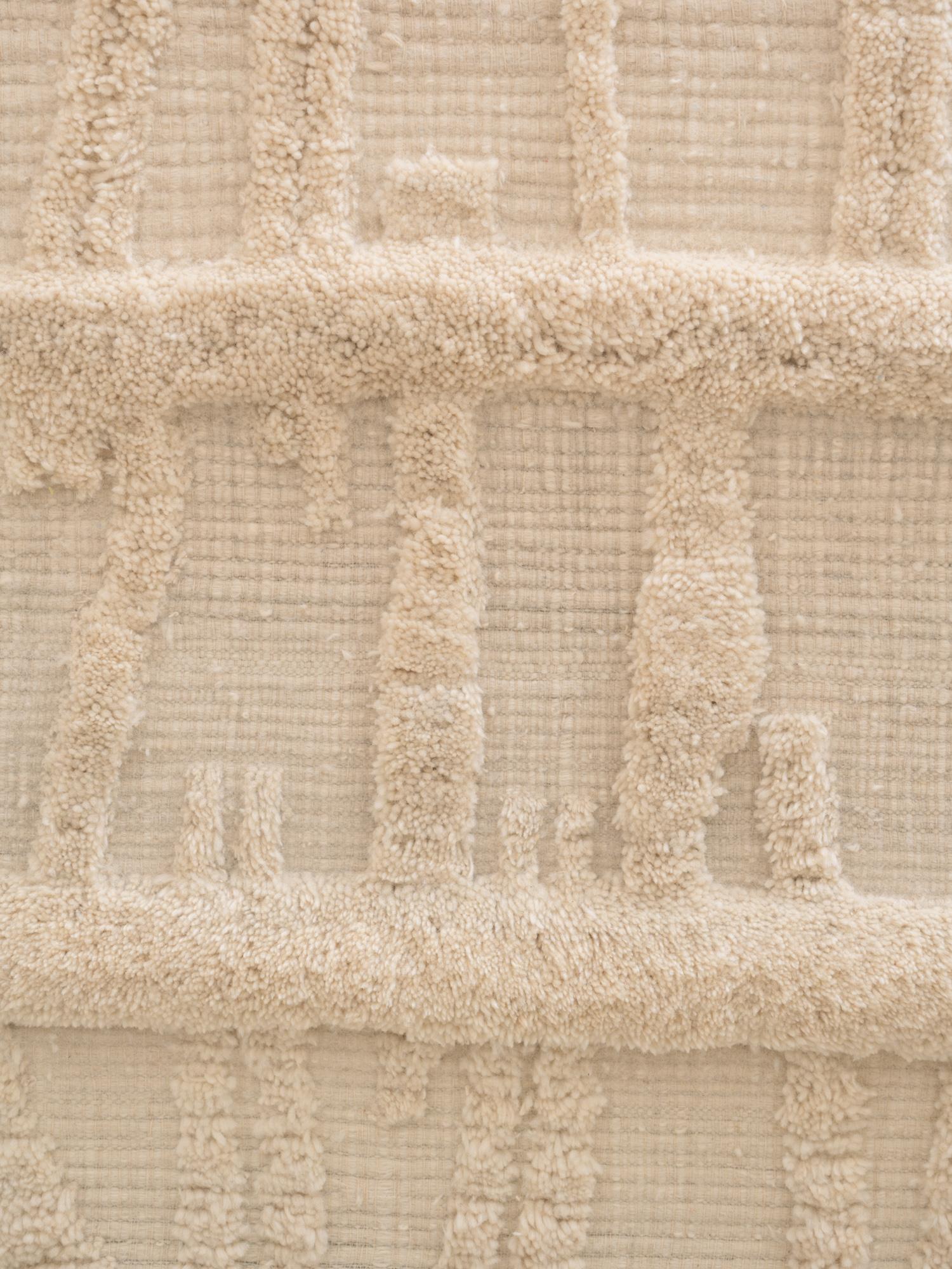 Weißes Textil-Kunstwerk, aus handgesponnener Wolle, handgefertigt im Angebot 6