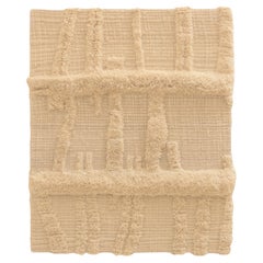 Weißes Textil-Kunstwerk, aus handgesponnener Wolle, handgefertigt