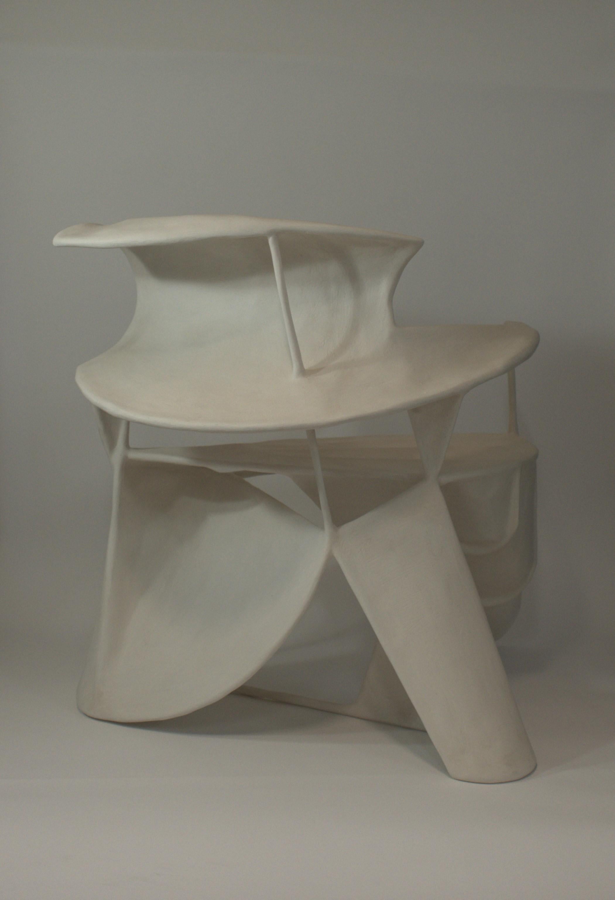 Contemporary Design White Textured Curved Sculptures Chair by Jordan van der Ven In New Condition For Sale In Amsterdam, NL