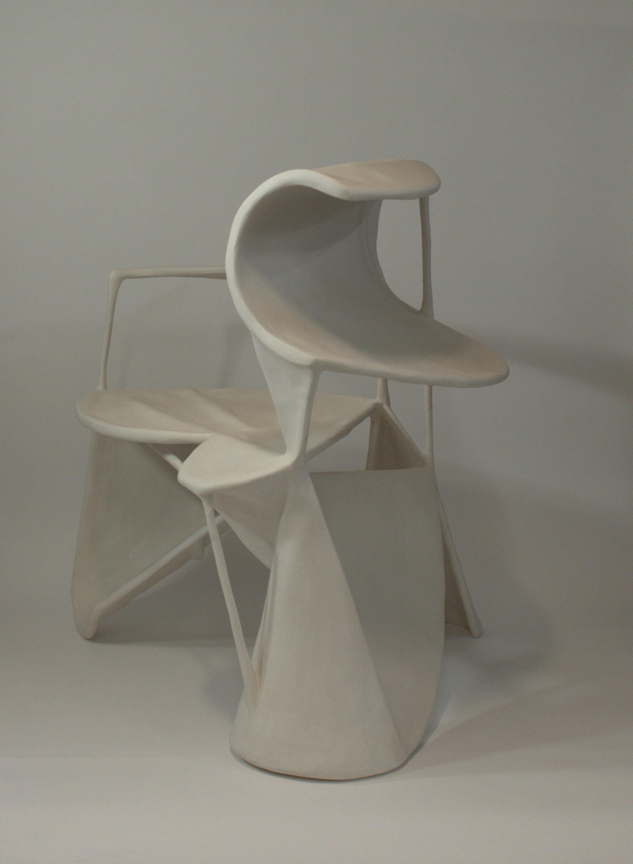 Dutch Contemporary Design White Textured Curved Sculptures Chair by Jordan van der Ven For Sale