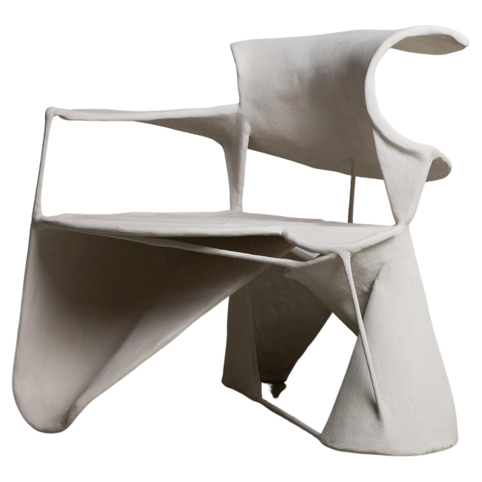 Contemporary Design White Textured Curved Sculptures Chair by Jordan van der Ven For Sale