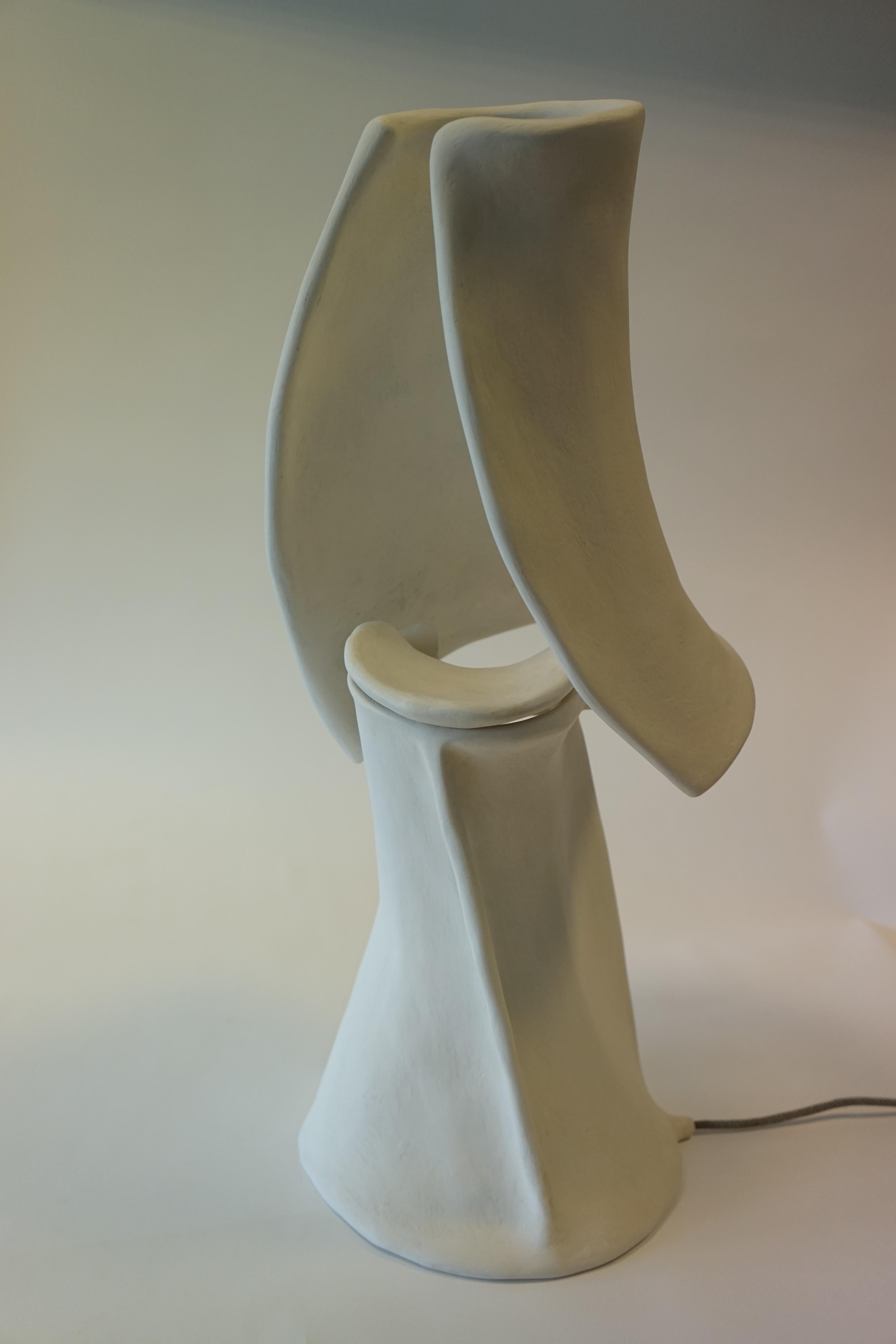 Dutch Contemporary Design White Textured Curved Sculptures Lamp by Jordan van der Ven For Sale