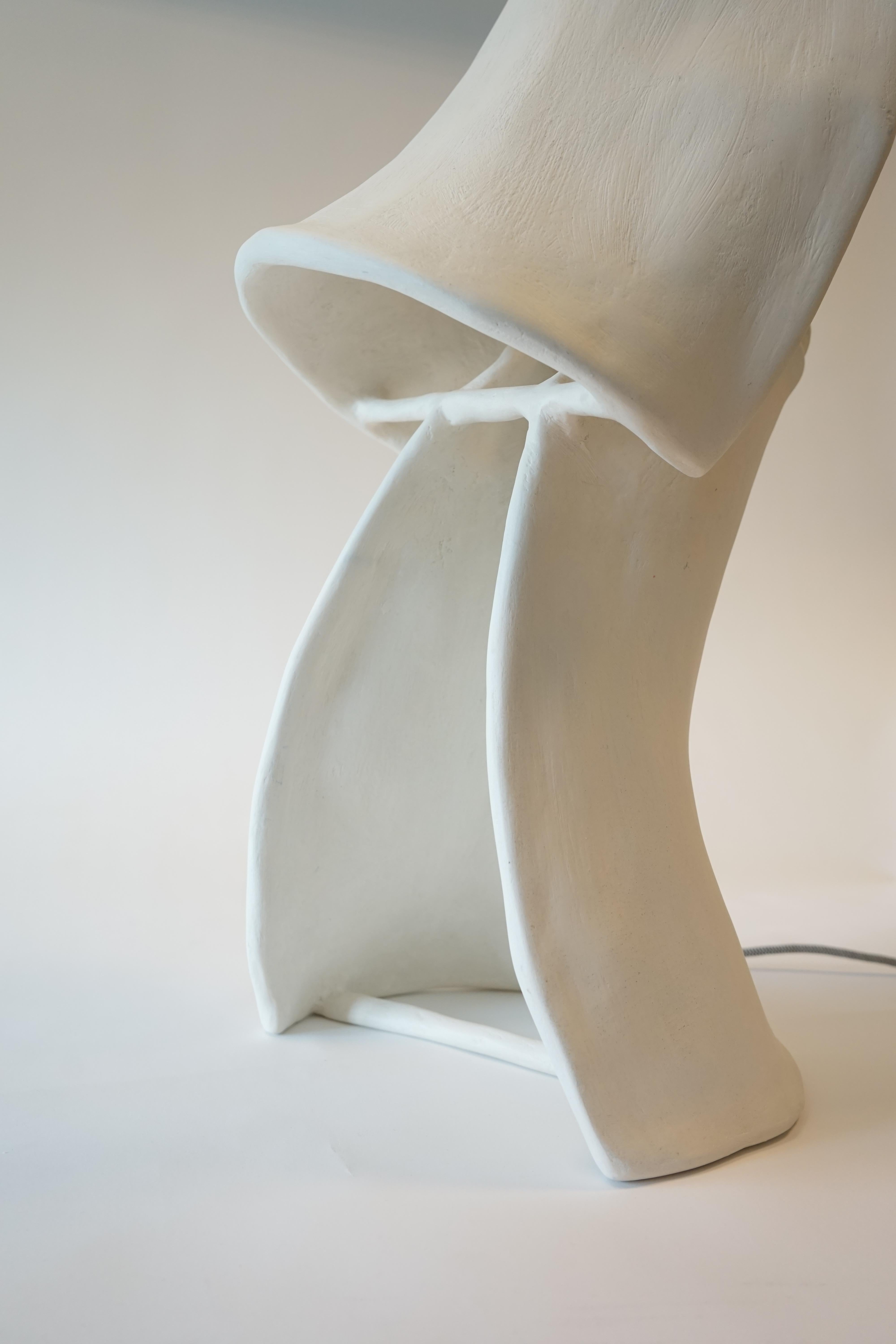 Lacquered Contemporary Design White Textured Curved Sculptures Lamp by Jordan van der Ven For Sale
