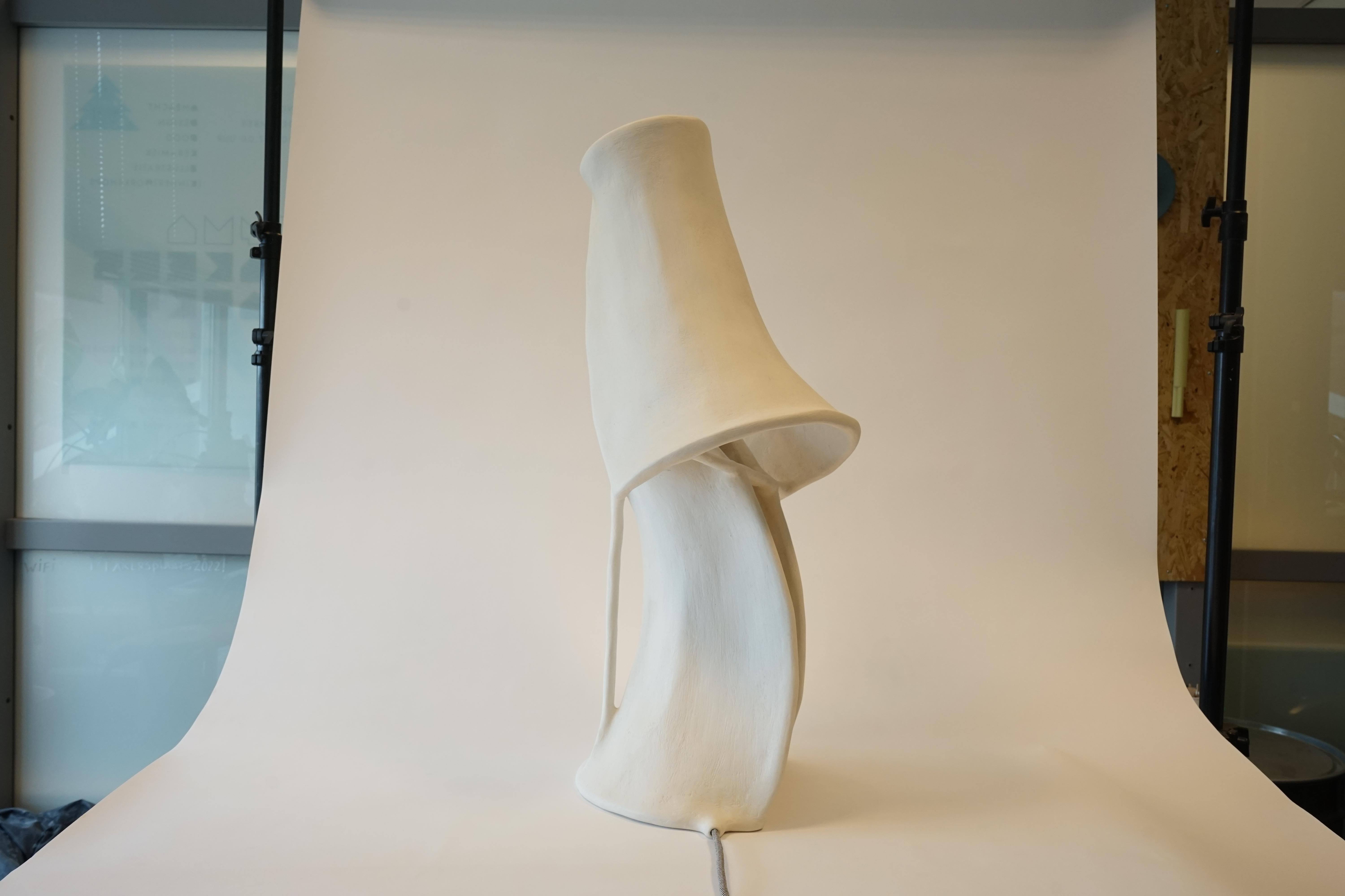 Contemporary Design White Textured Curved Sculptures Lamp by Jordan van der Ven For Sale 1