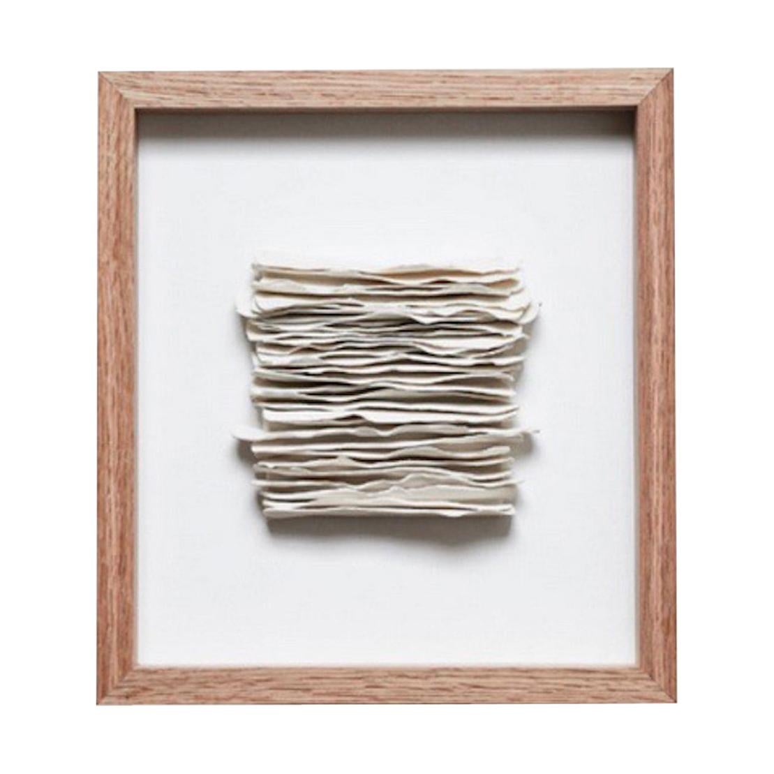White Textured Porcelain Strips in Frame, France, Contemporary