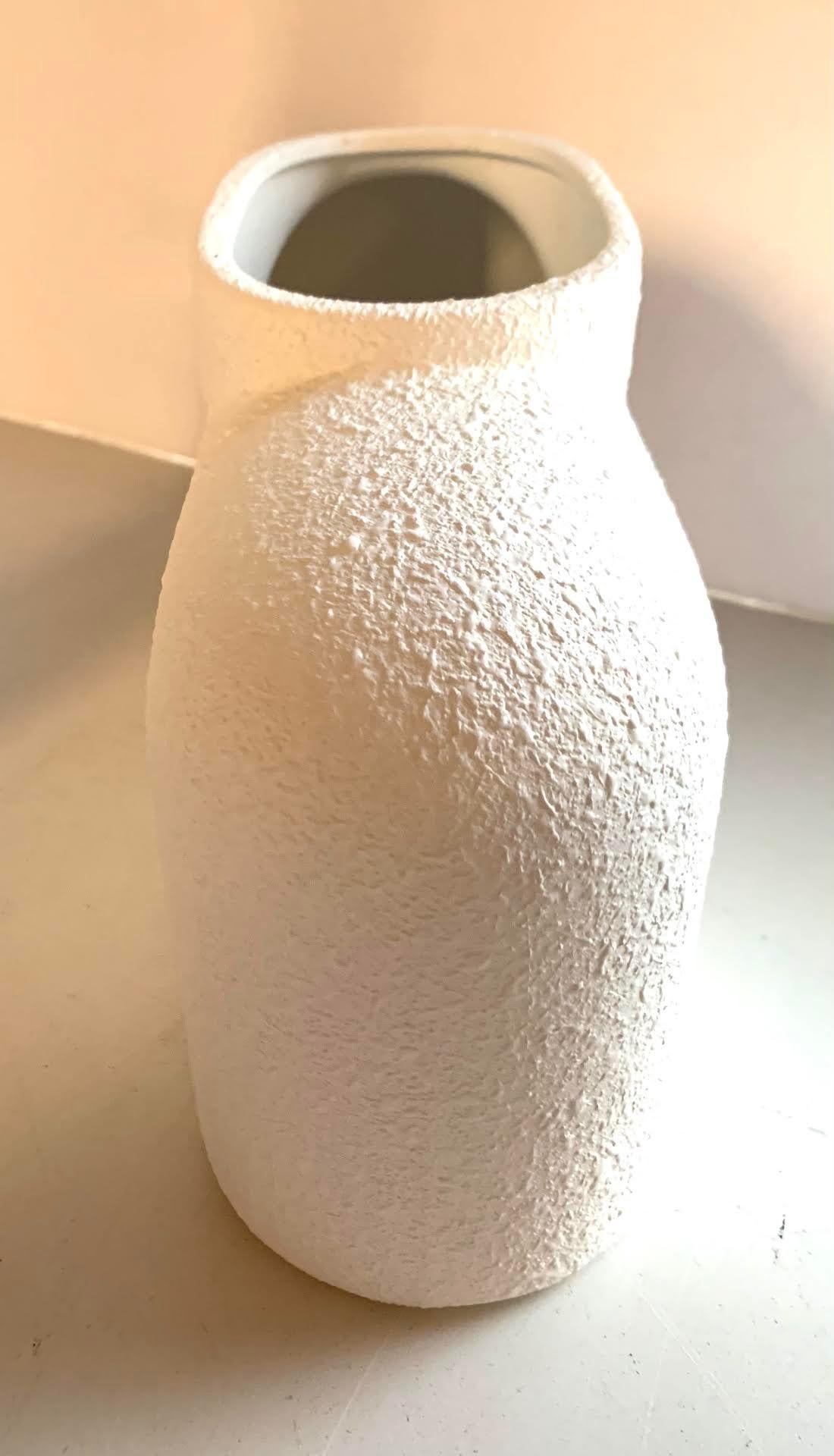 White Textured Short and Wide Danish Design Vase, Denmark, Contemporary For Sale 1