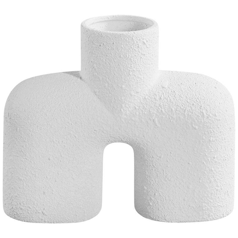 White Textured Single Spout Ceramic Danish Design Vase, Denmark, Contemporary For Sale