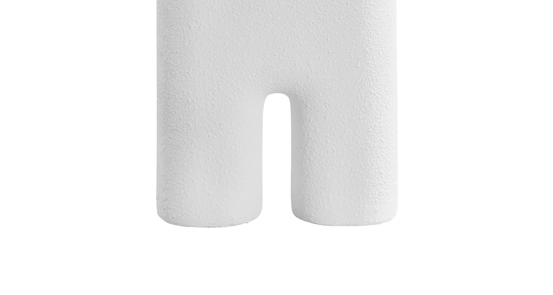 Danish White Textured Tall Single Spout Ceramic Vase, Denmark, Contemporary For Sale