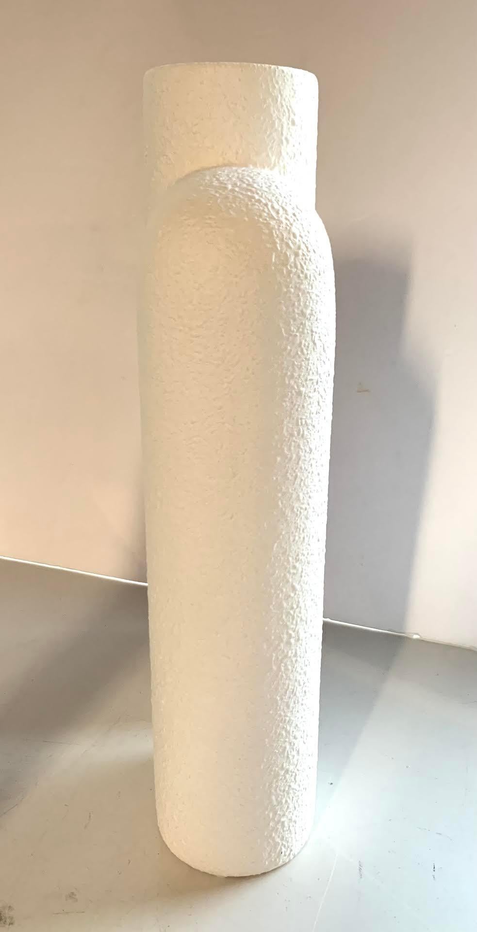 White Textured Tall Single Spout Ceramic Vase, Denmark, Contemporary For Sale 1