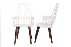 White Thermoplastic Shell Seat with Oak Stained Leg Dining Chair, Kartell
