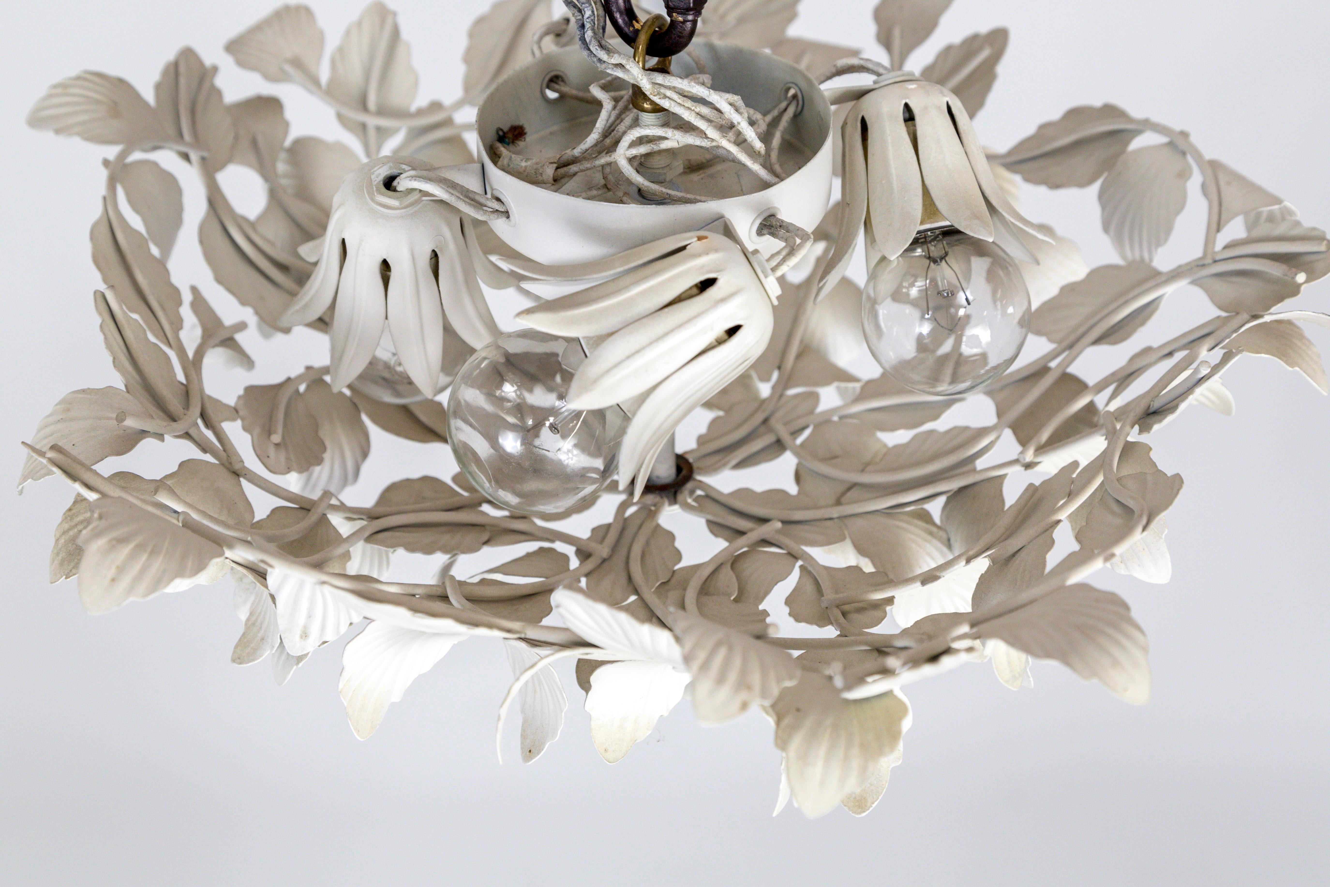 White Tole Leaf Cluster Low Relief Wall or Ceiling Lights 1