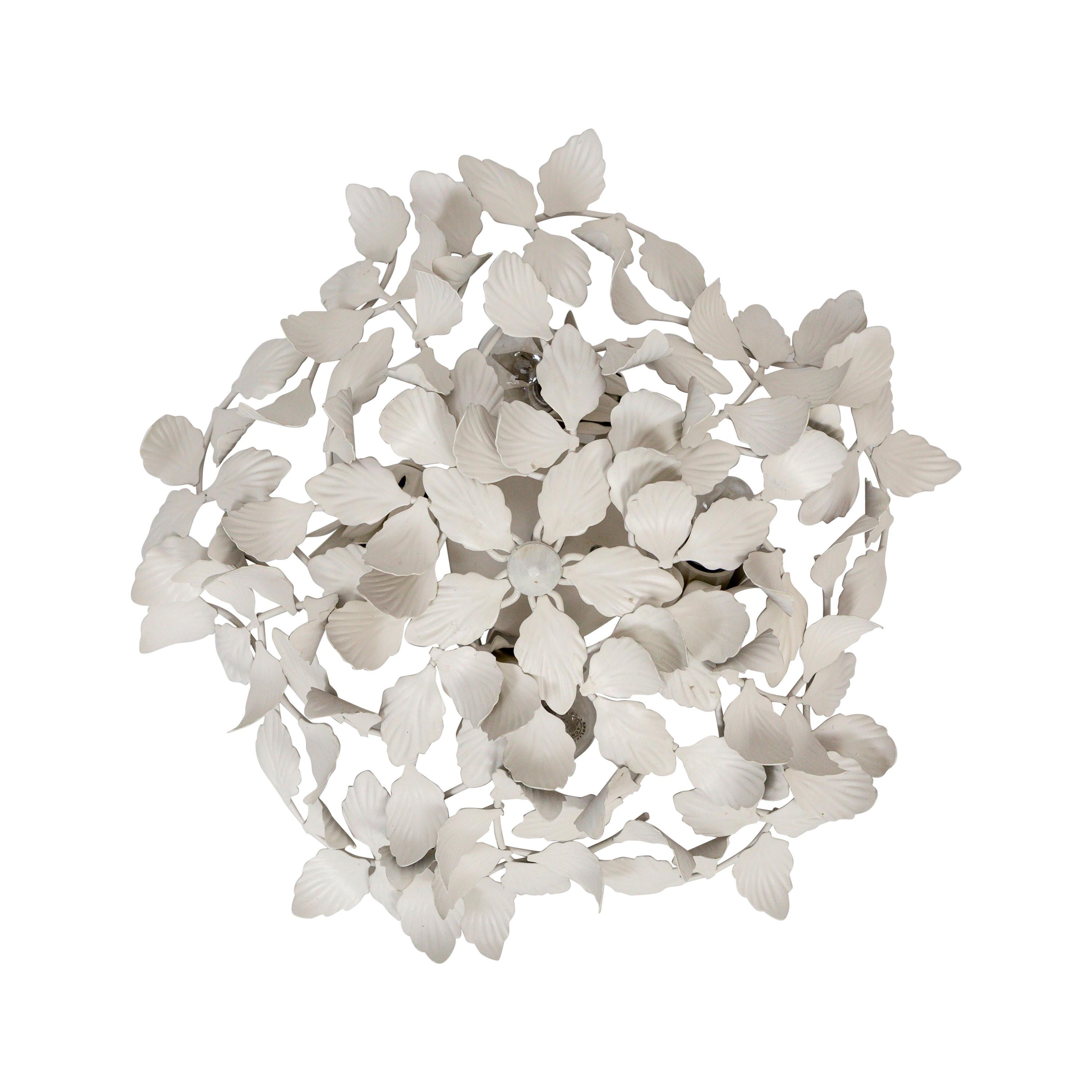 White Tole Leaf Cluster Low Relief Wall or Ceiling Lights