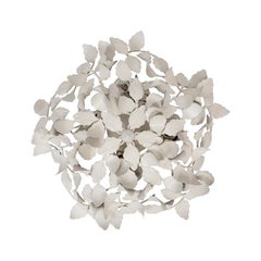 White Tole Leaf Cluster Low Relief Wall or Ceiling Lights