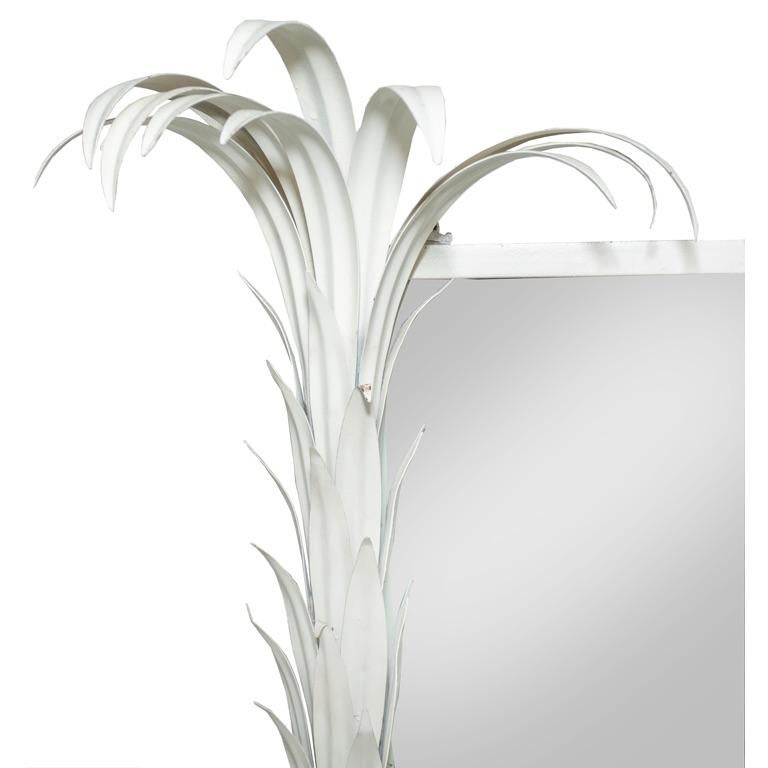 White Tole Metal Mirror
Palm Frond Motif,metal & mirror