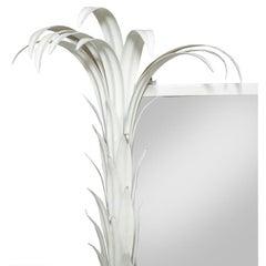 White tole Metal Palm Frond Mirror