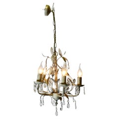 White Toleware Open Basket Ceiling Chandelier   A decorative circular ceiling l