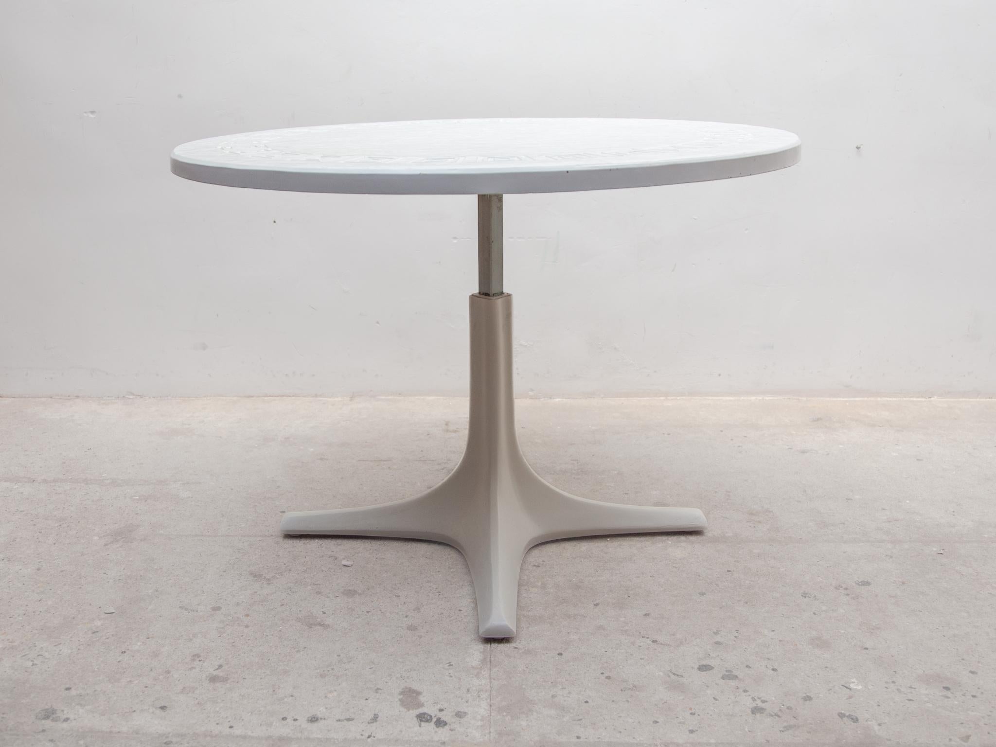 Mid-Century Modern White Top Coffee, Dining Adjustable Table, designed by Ilse Möbel, Germany For Sale