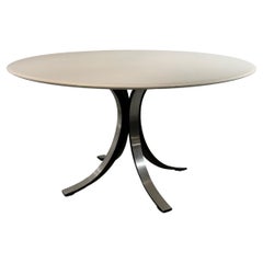 Table de salle à manger ronde à plateau blanc d'Osvaldo Borsani